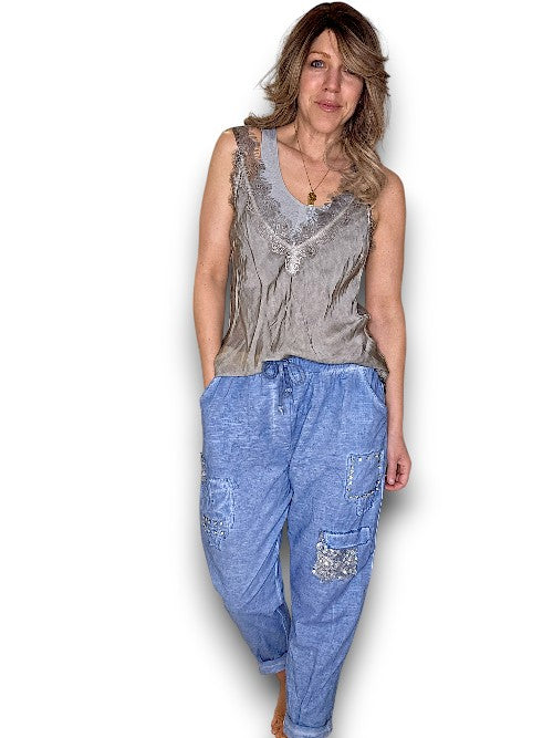 Helga May: Diamond Pocket Pant - Bright Petrol