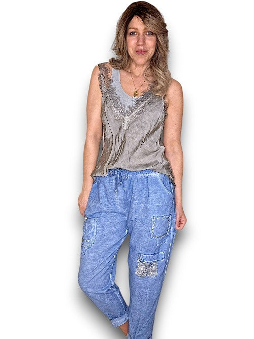 Helga May: Diamond Pocket Pant - Bright Petrol