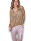 Helga May: Faded V-Neck Knit - Caramel Amber