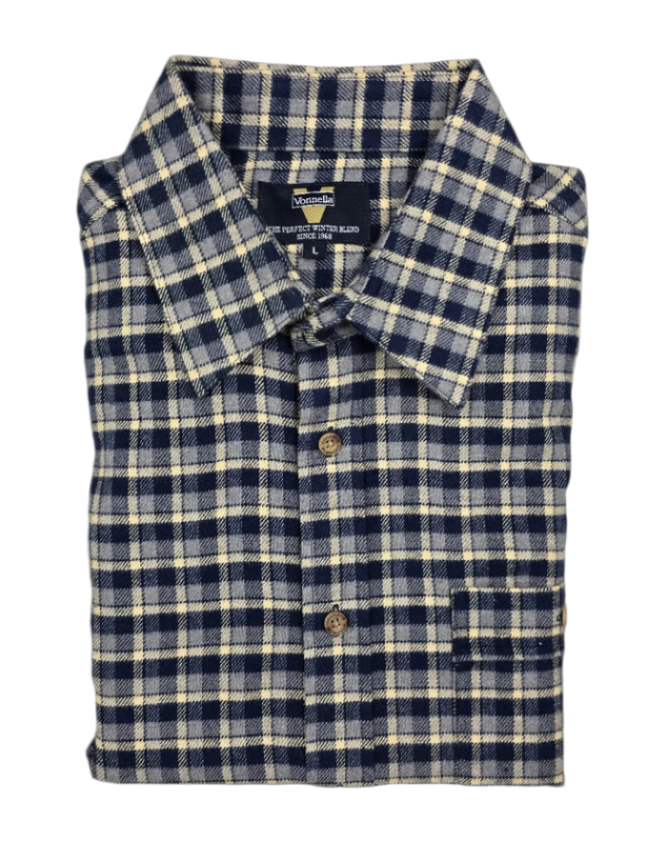 Vonnella Checked Long Sleeve Shirt - Navy & Beige