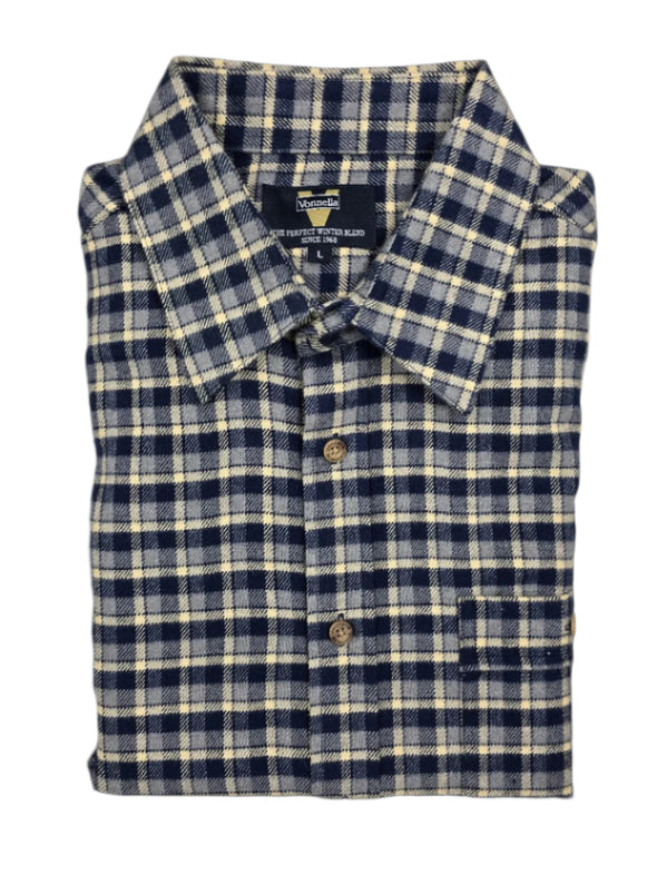 Vonnella Checked Long Sleeve Shirt - Navy & Beige