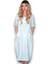 Helga May: Button Sleeve Maxi Dress - Plain Mint