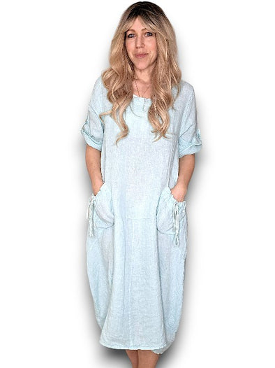 Helga May: Button Sleeve Maxi Dress - Plain Mint