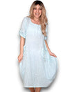 Helga May: Button Sleeve Maxi Dress - Plain Mint
