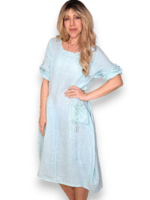 Helga May: Button Sleeve Maxi Dress - Plain Mint
