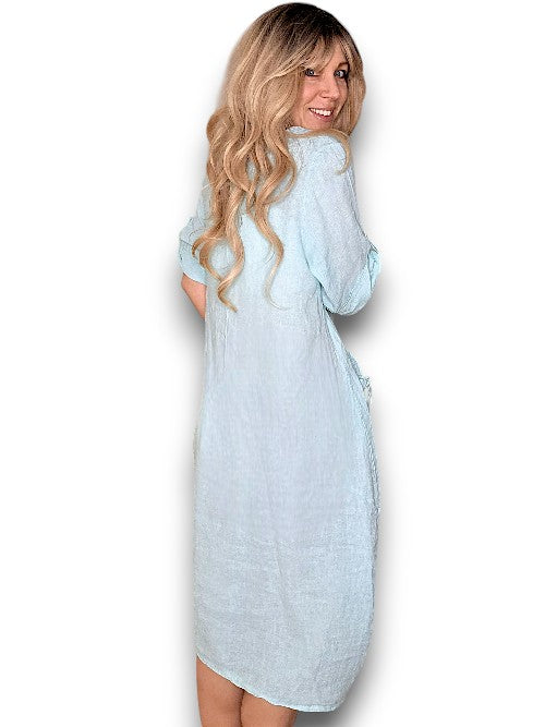 Helga May: Button Sleeve Maxi Dress - Plain Mint