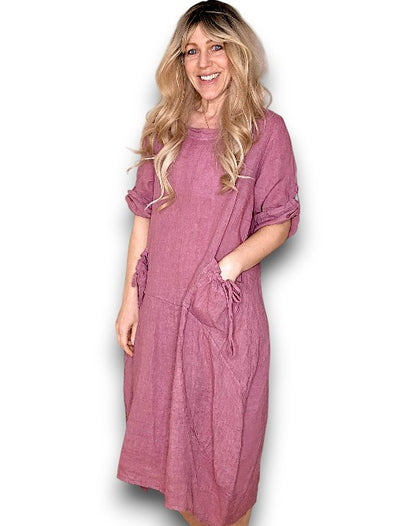 Helga May: Button Sleeve Maxi Dress - Plain Plum