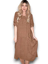 Helga May: Button Sleeve Maxi Dress - Plain Coffee
