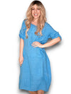 Helga May: Button Sleeve Maxi Dress - Plain Dark Turquoise