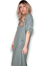 Helga May: Button Sleeve Maxi Dress - Plain Grey