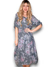 Helga May: Button Sleeve Maxi Dress - Scarlett Rose Grey