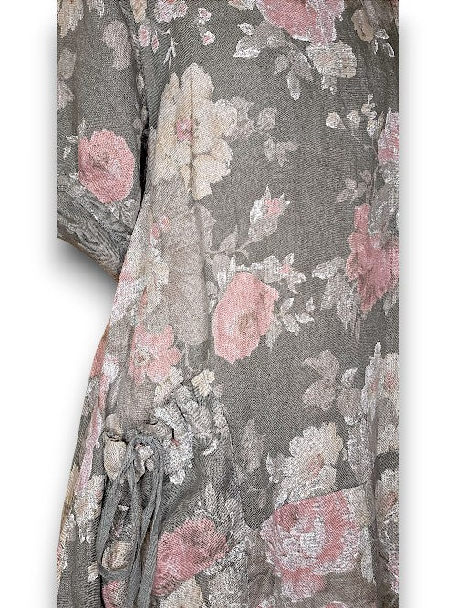 Helga May: Button Sleeve Maxi Dress - Scarlett Rose Grey