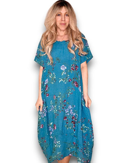 Helga May Mid Sleeve Maxi Dress: Lingonberry - Light Emerald