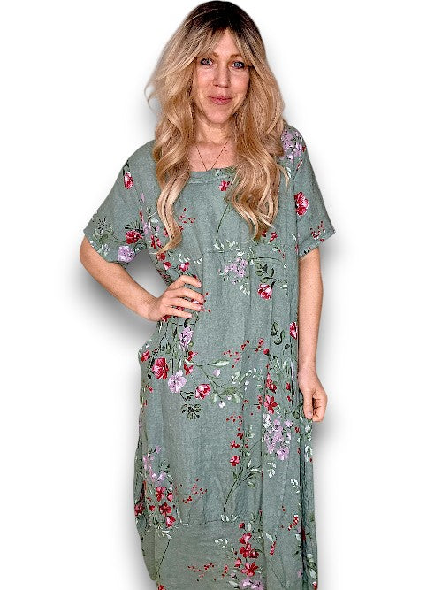 Helga May Mid Sleeve Maxi Dress: Lingonberry - Sage
