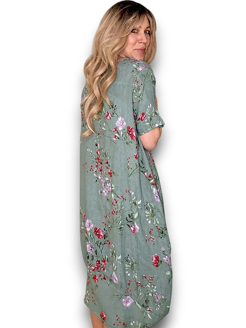Helga May Mid Sleeve Maxi Dress: Lingonberry - Sage