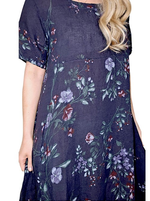 Helga May Mid Sleeve Maxi Dress: Lingonberry - Navy