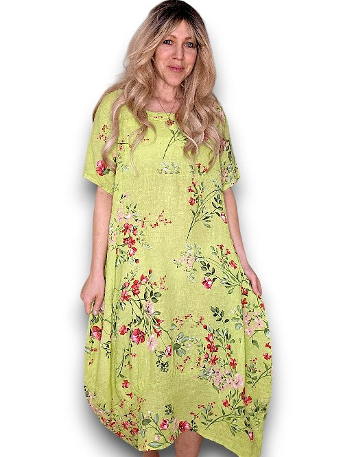 Helga May Mid Sleeve Maxi Dress: Lingonberry - Limoncello