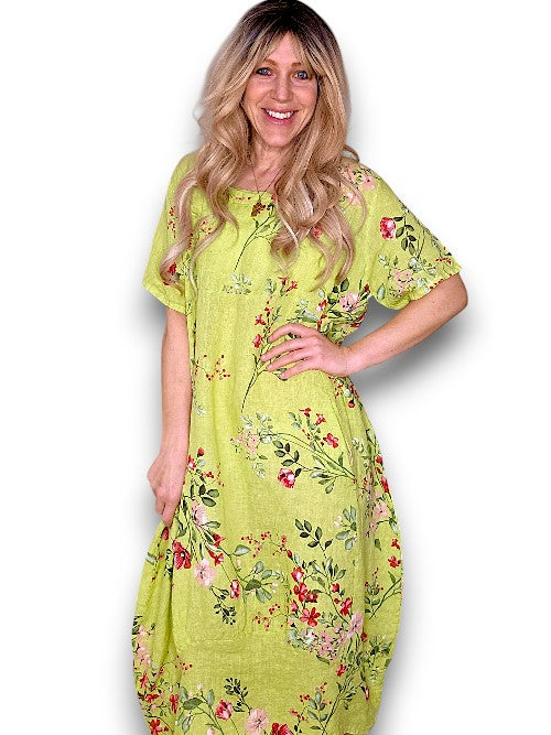 Helga May Mid Sleeve Maxi Dress: Lingonberry - Limoncello