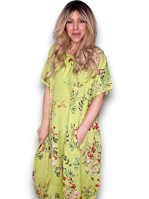 Helga May Mid Sleeve Maxi Dress: Lingonberry - Limoncello