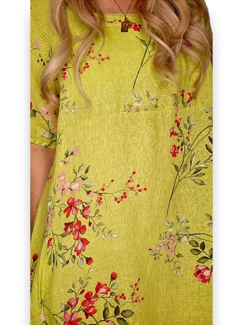 Helga May Mid Sleeve Maxi Dress: Lingonberry - Limoncello
