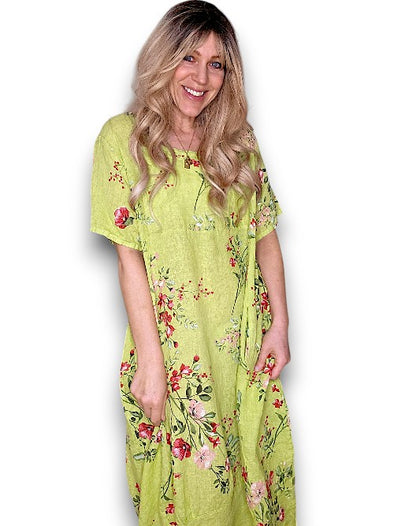 Helga May Mid Sleeve Maxi Dress: Lingonberry - Limoncello