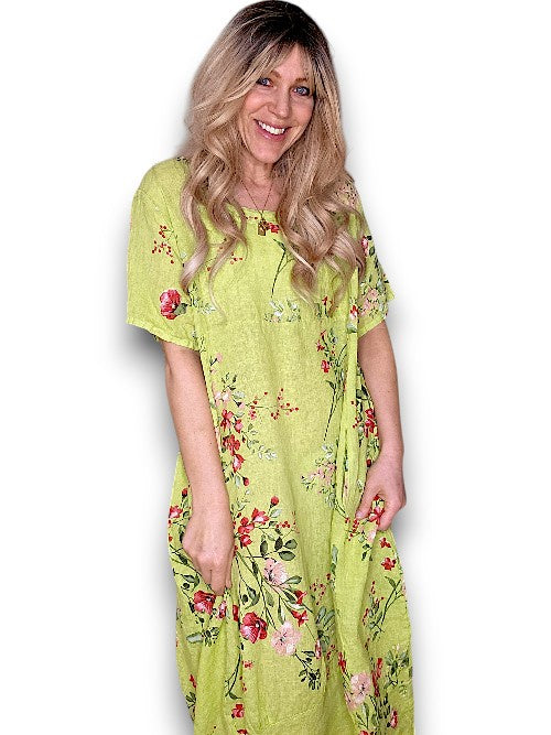 Helga May Mid Sleeve Maxi Dress: Lingonberry - Limoncello