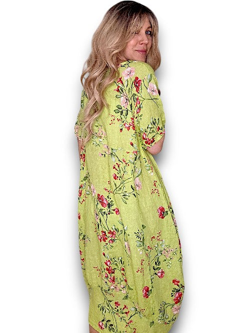 Helga May Mid Sleeve Maxi Dress: Lingonberry - Limoncello