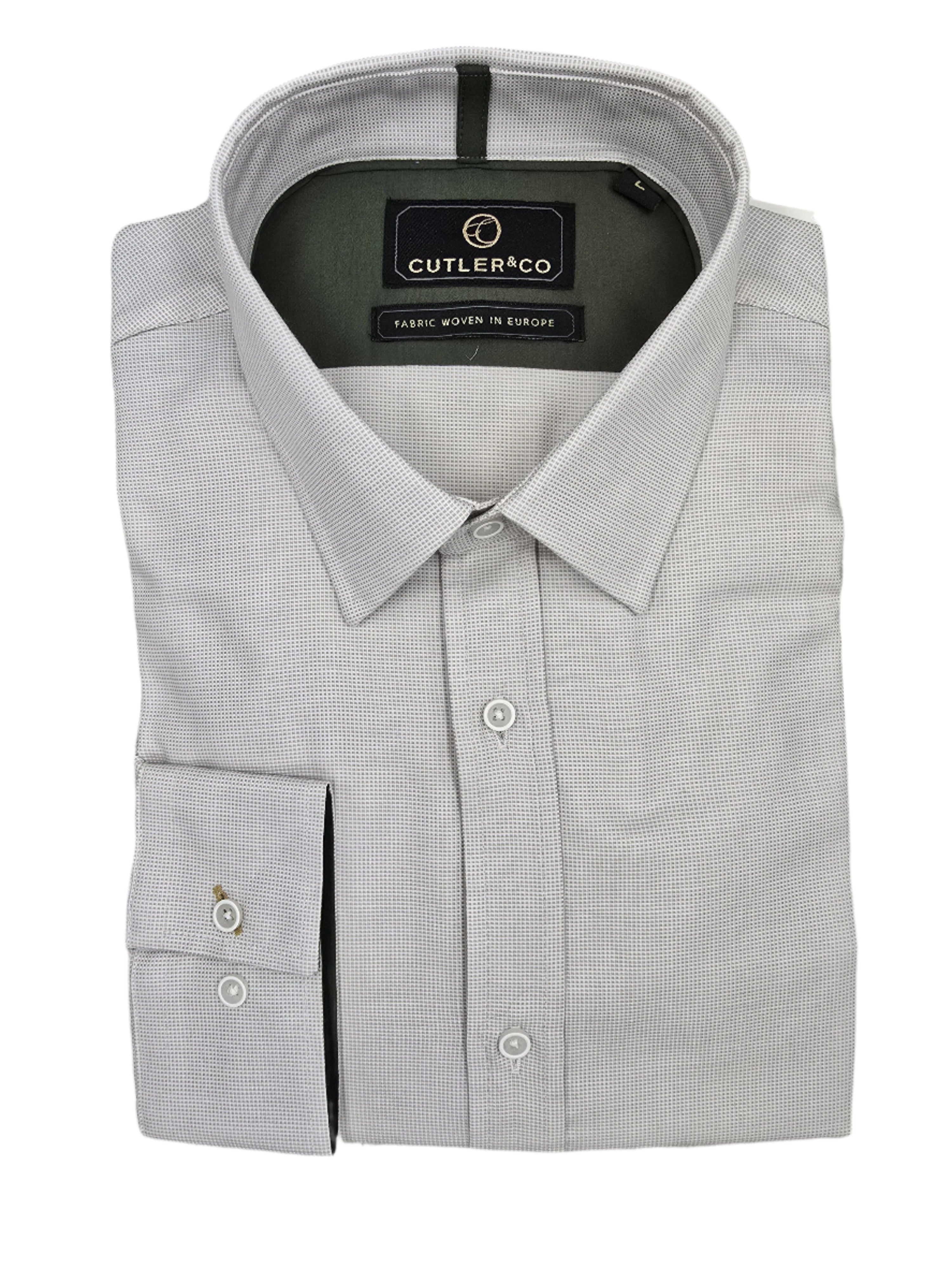 Cutler & Co Clint Long Sleeved Shirt: Textured Plain - Beige
