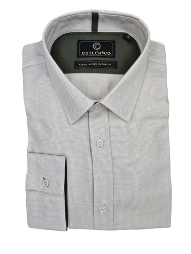 Cutler & Co Clint Long Sleeved Shirt: Textured Plain - Beige