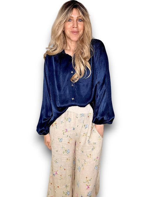 Helga May: Silky Shirt - Navy