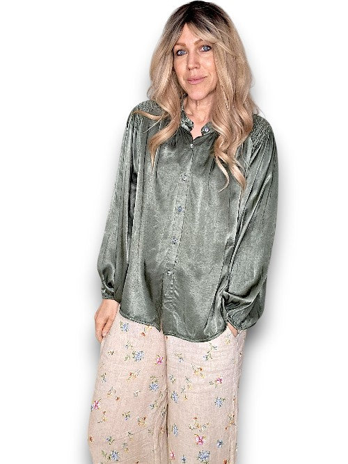 Helga May: Silky Shirt - Forest