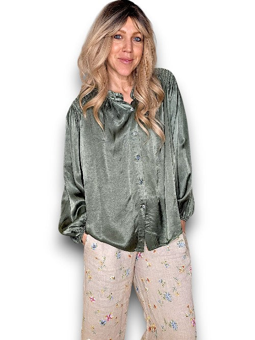 Helga May: Silky Shirt - Forest