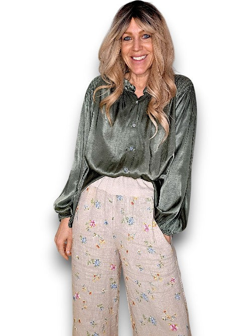 Helga May: Silky Shirt - Forest