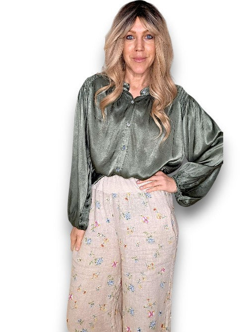 Helga May: Silky Shirt - Forest