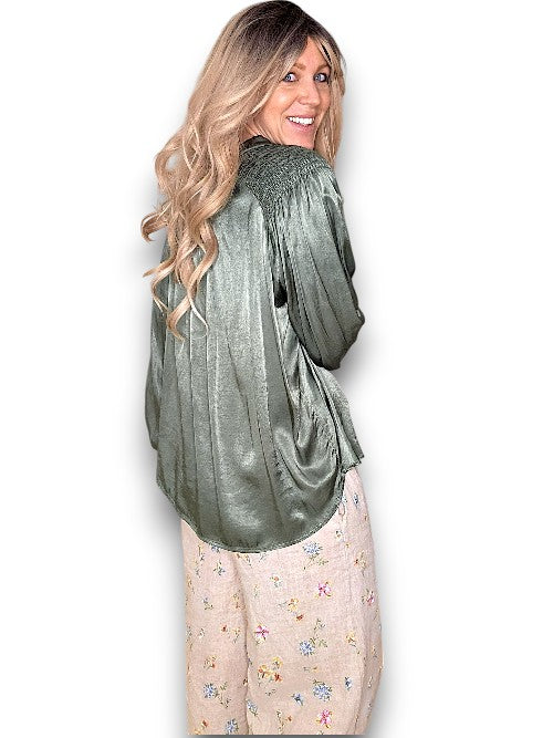 Helga May: Silky Shirt - Forest
