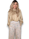 Helga May: Silky Long Sleeve Top - Caramel
