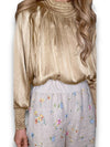 Helga May: Silky Long Sleeve Top - Caramel