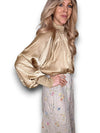 Helga May: Silky Long Sleeve Top - Caramel