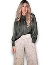 Helga May: Silky Long Sleeve Top - Dark Forest