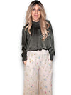 Helga May: Silky Long Sleeve Top - Dark Forest