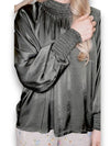 Helga May: Silky Long Sleeve Top - Dark Forest