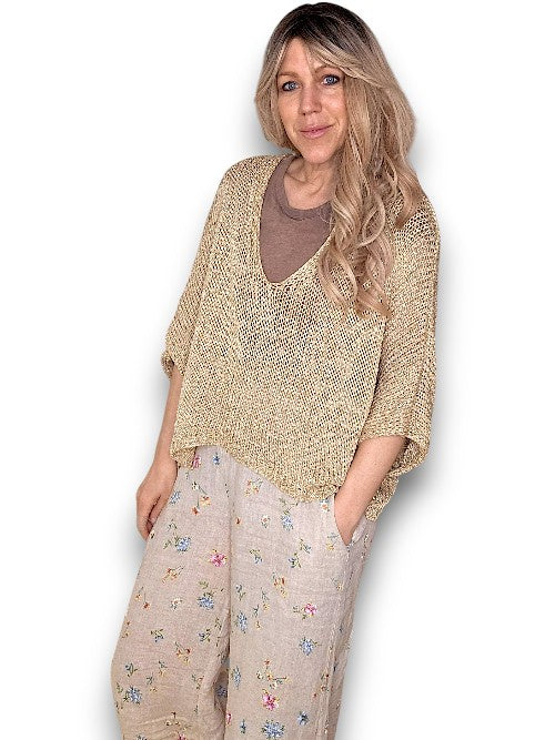 Helga May: Bat Wing Knit - Gold Glitter