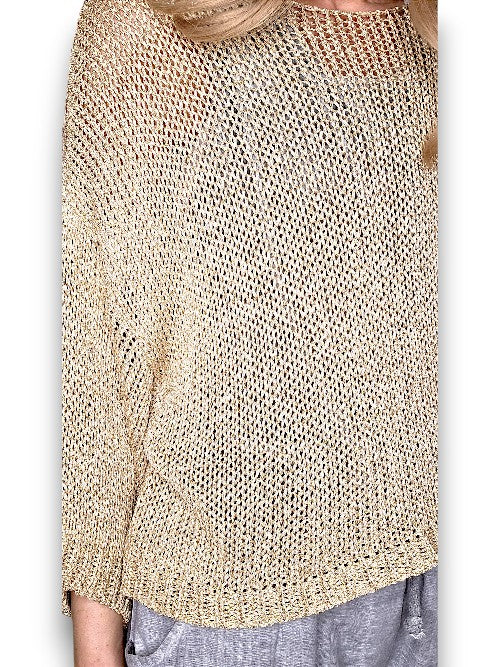 Helga May: Boxy Crew Knit - Gold Glitter