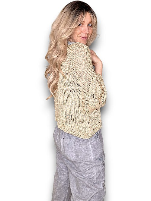 Helga May: Boxy Crew Knit - Gold Glitter