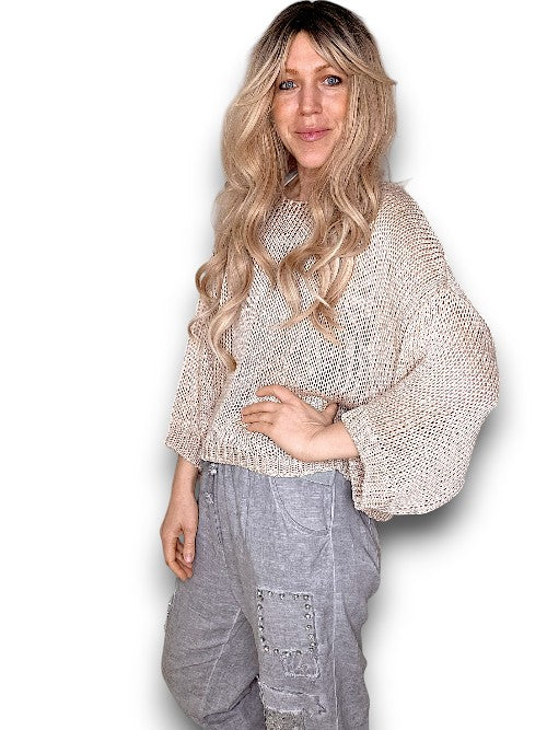 Helga May: Boxy Crew Knit - Beige