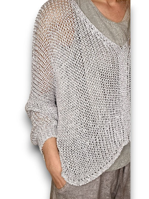 Helga May: Front Row Knit - Silver Glitter