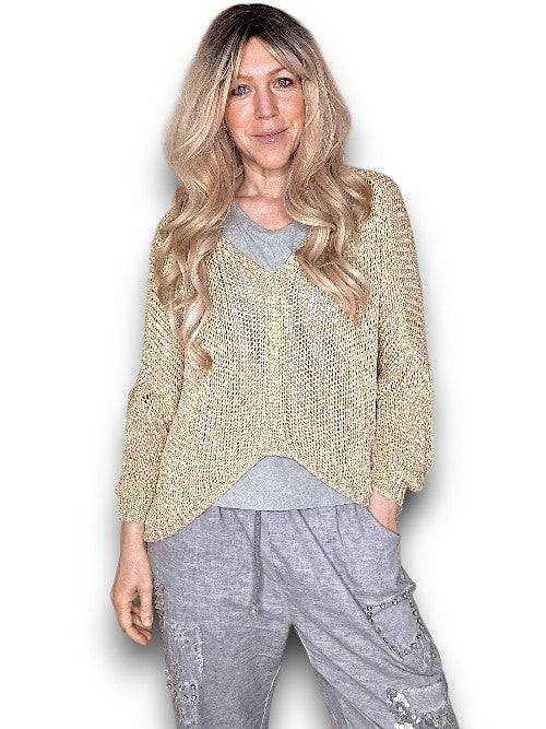 Helga May: Front Row Knit - Gold Glitter