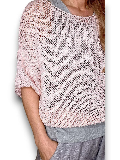 Helga May: Melange Glitter Ice Knit - Baby Pink