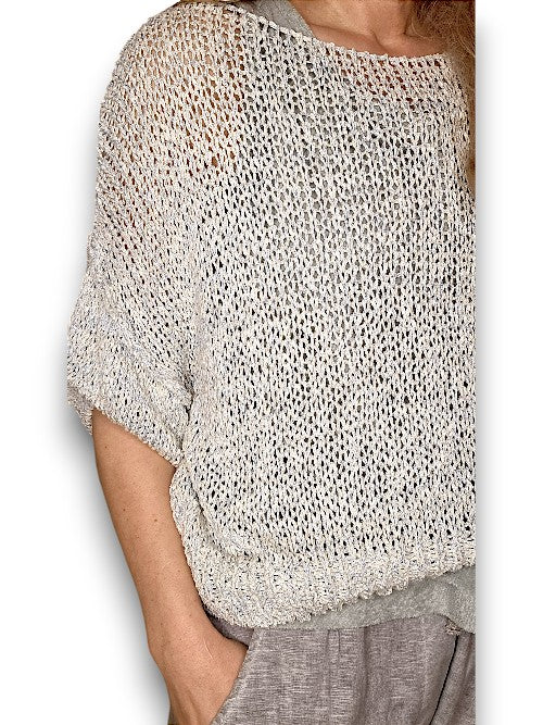 Helga May: Melange Glitter Ice Knit - Baby Blue