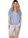 Helga May: Linen Star Top - Petrol